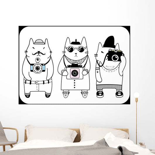cute hipster cats Wall Mural
