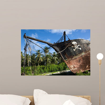 Stranded Pirate Ship shown on a wall