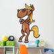 funny horse cartoon illustration Wall Decal