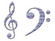 A treble and bass clef with manuscript pattern Wall Decal