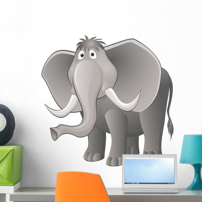 Funny Elephant Wall Decal shown on a wall