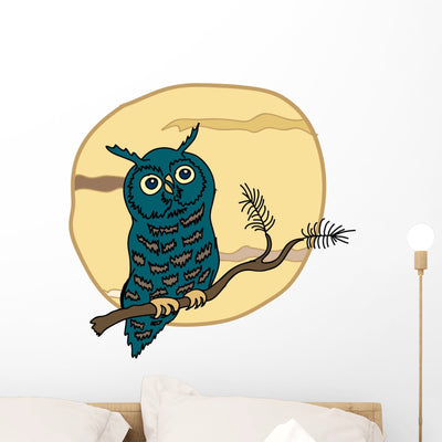 Owl Wall Decal Design 1 shown on a wall
