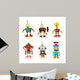 cute robots set Wall Decal