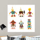 cute robots set Wall Decal