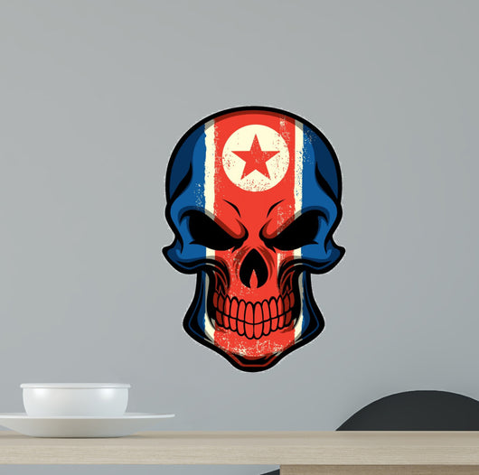 North Korea Flag Painted on Skull 