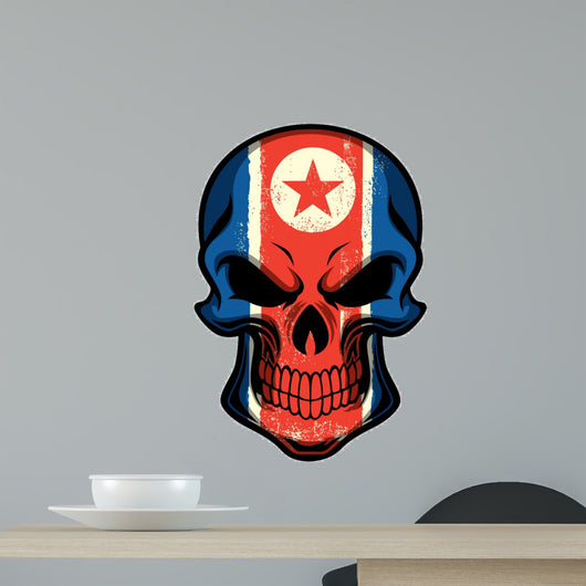 North Korea Flag Painted on Skull 