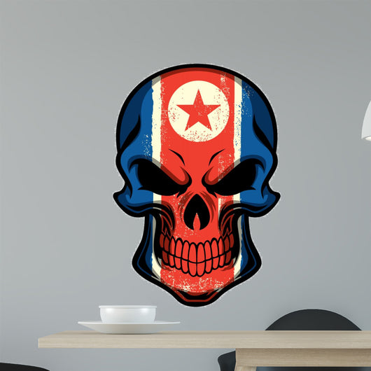North Korea Flag Painted on Skull 