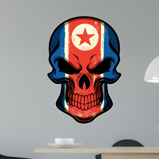 North Korea Flag Painted on Skull 