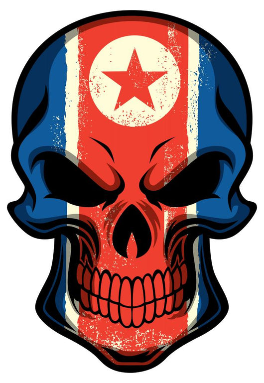 North Korea Flag Painted on Skull 
