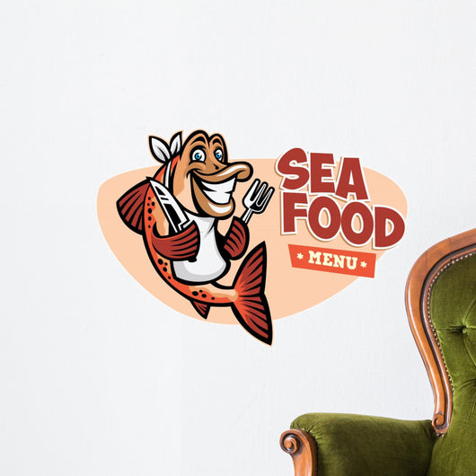 smiling fish seafood restaurant mascot Wall Decal
