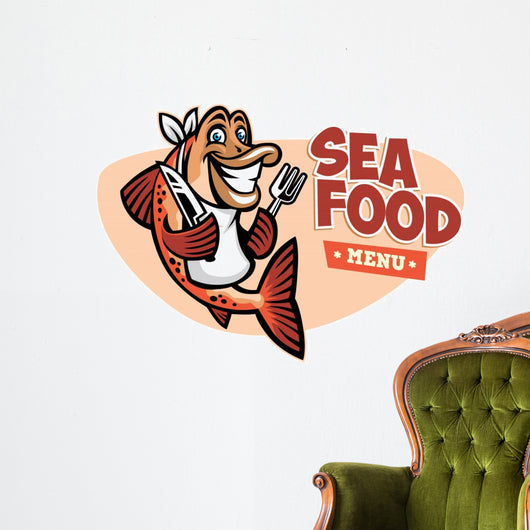 smiling fish seafood restaurant mascot Wall Decal