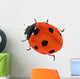 illustration with red seven ponts ladybug on white Wall Decal