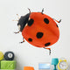 illustration with red seven ponts ladybug on white Wall Decal