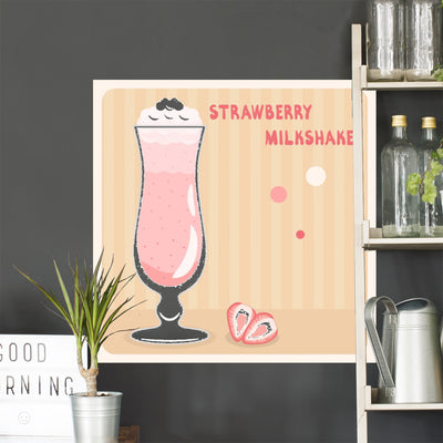 Strawberry Milkshake with Cream shown on a wall