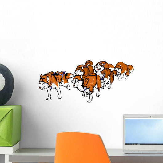 Red Husky Sled Wall Decal