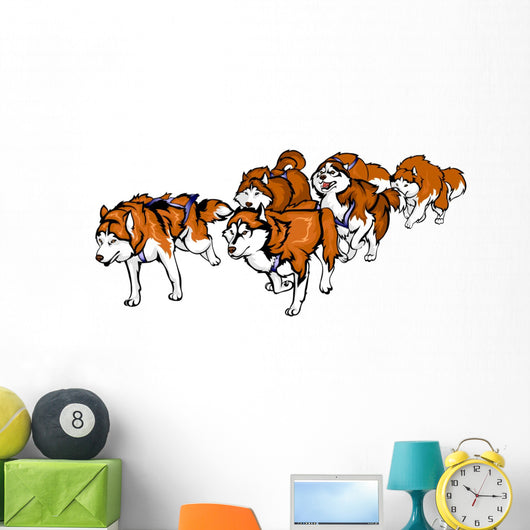 Red Husky Sled Wall Decal