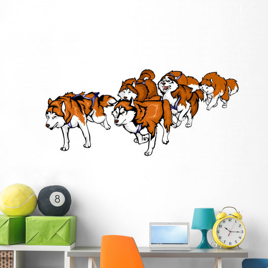 Red Husky Sled Wall Decal