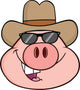 Pig Head Cartoon Character with Sunglasses and Cowboy Hat Wall Decal