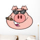 Businessman Pig Head with Wall Decal