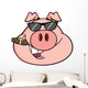 Businessman Pig Head with Wall Decal