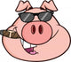 Businessman Pig Head with Wall Decal