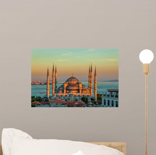Blue mosque in Istanbul in sunset Wall Mural