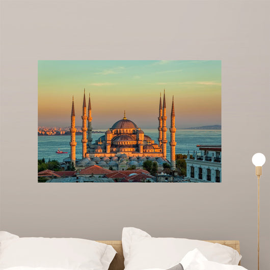 Blue mosque in Istanbul in sunset Wall Mural