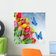 Pack of Spring Tulips With Butterflies 