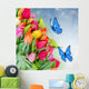 Pack of Spring Tulips With Butterflies 