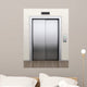 Modern elevator with closed doors 