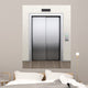 Modern elevator with closed doors 