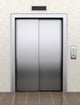 Modern elevator with closed doors 