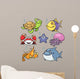 Vector illustration of Sea Animals Collection Wall Decal
