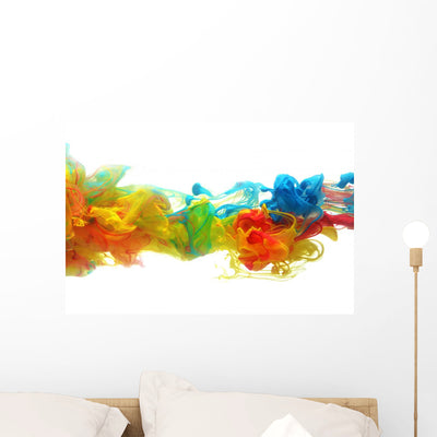 Colorful Ink Water Wall Decal shown on a wall