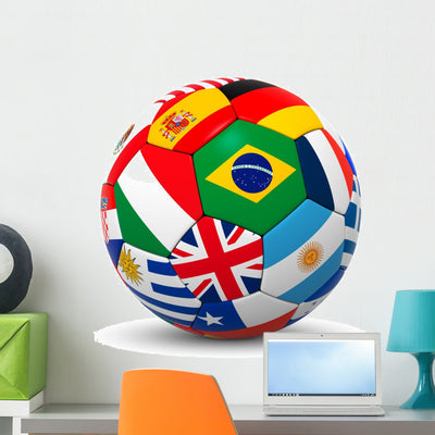 Football 3D International Flags Wall Decal shown on a wall