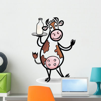 Cartoon Funny Cow Wall Decal shown on a wall