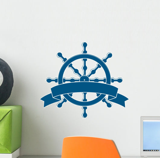 Ship Wheel With Banner. Nautical Emblem. Vector 