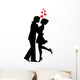 silhouettes of couples in love and hearts on a white background Wall Decal