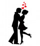 silhouettes of couples in love and hearts on a white background Wall Decal
