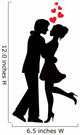 silhouettes of couples in love and hearts on a white background Wall Decal