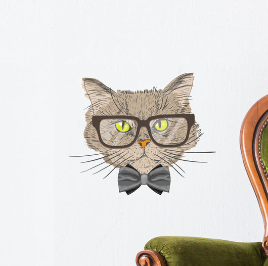 Portrait of hipster cat Wall Decal
