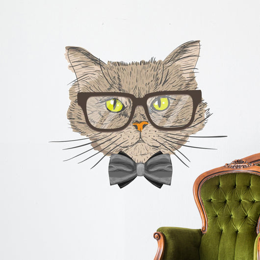 Portrait of hipster cat Wall Decal