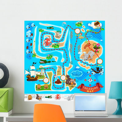 Pirate Treasure Map shown on a wall