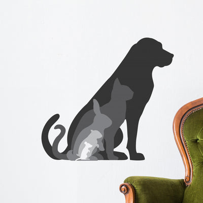 Animal Silhouettes Composition Wall Decal shown on a wall