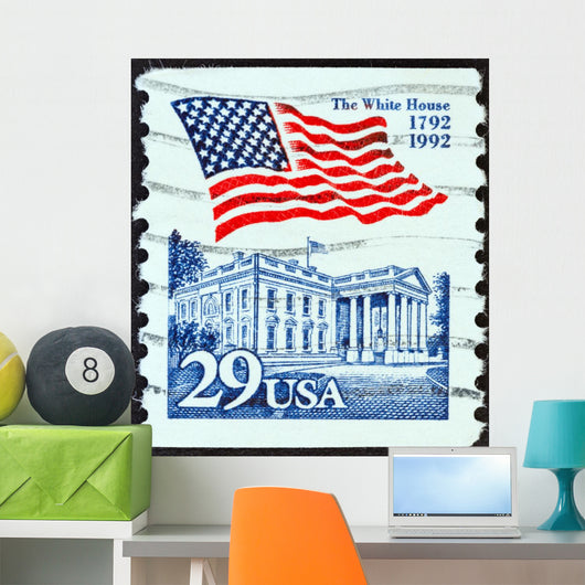 White House and flag (USA 1992) Wall Mural
