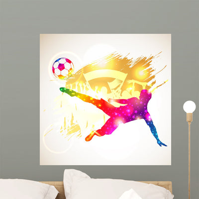 Soccer Player Wall Mural shown on a wall