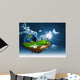 Flying island. Abstract eco and environmental concept 