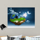 Flying island. Abstract eco and environmental concept 