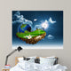 Flying island. Abstract eco and environmental concept 