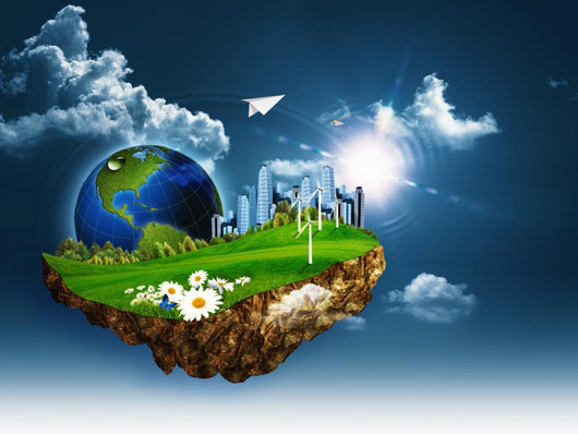 Flying island. Abstract eco and environmental concept 